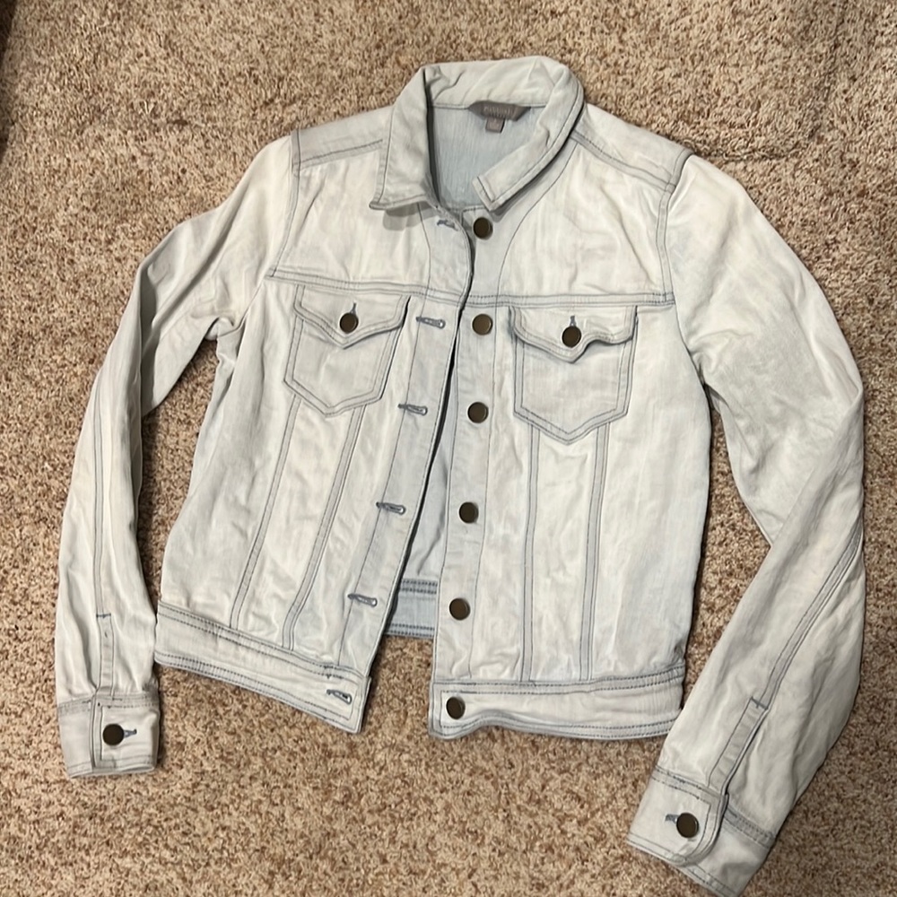 Denim jacket, acid wash.
